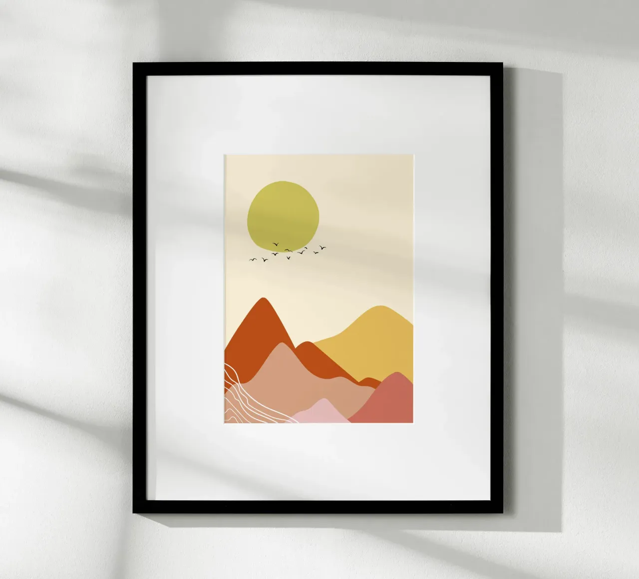 Paysage de Soleil couchant poster avec cadre en aluminium de Idées & Création