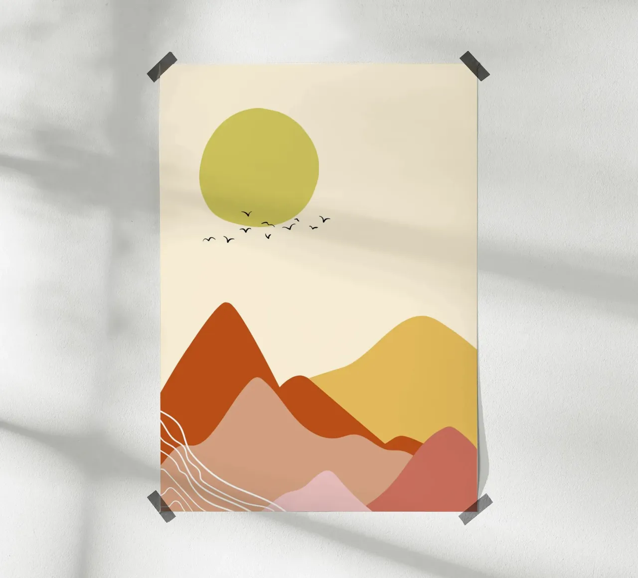 Paysage de Soleil couchant poster avec cadre en aluminium de Idées & Création