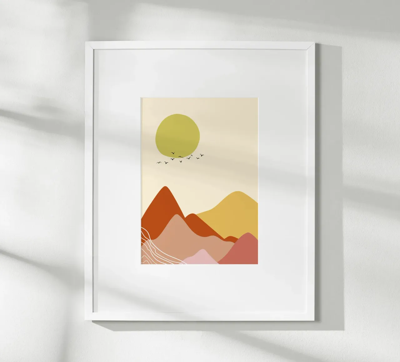 Paysage de Soleil couchant poster avec cadre en aluminium de Idées & Création