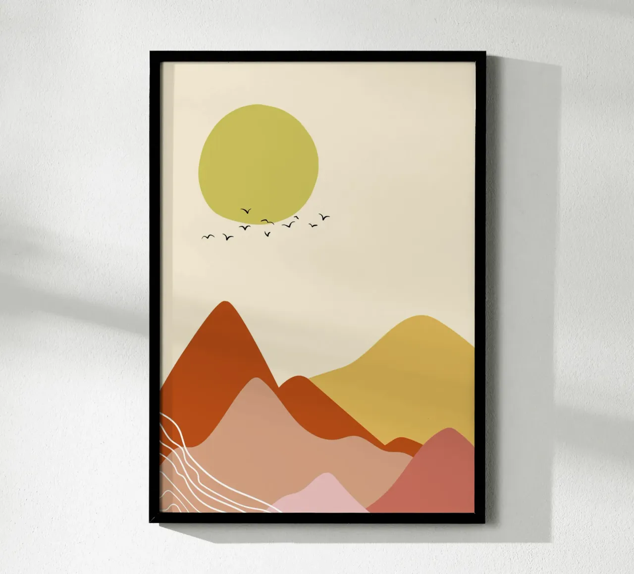 Paysage de Soleil couchant poster avec cadre en aluminium de Idées & Création