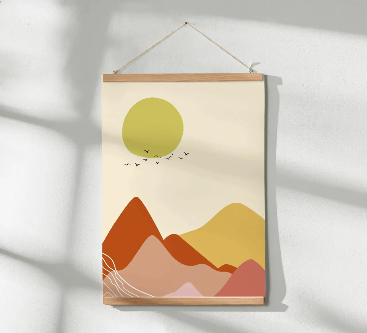Paysage de Soleil couchant poster avec cadre en aluminium de Idées & Création