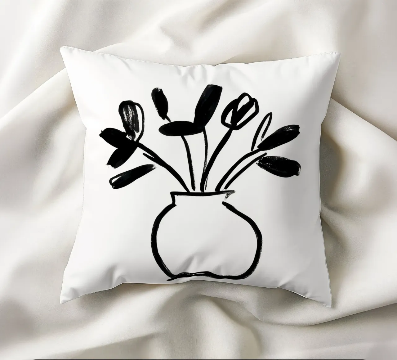 Vaso di fiori dipinto cuscino da Katja Stehle Design