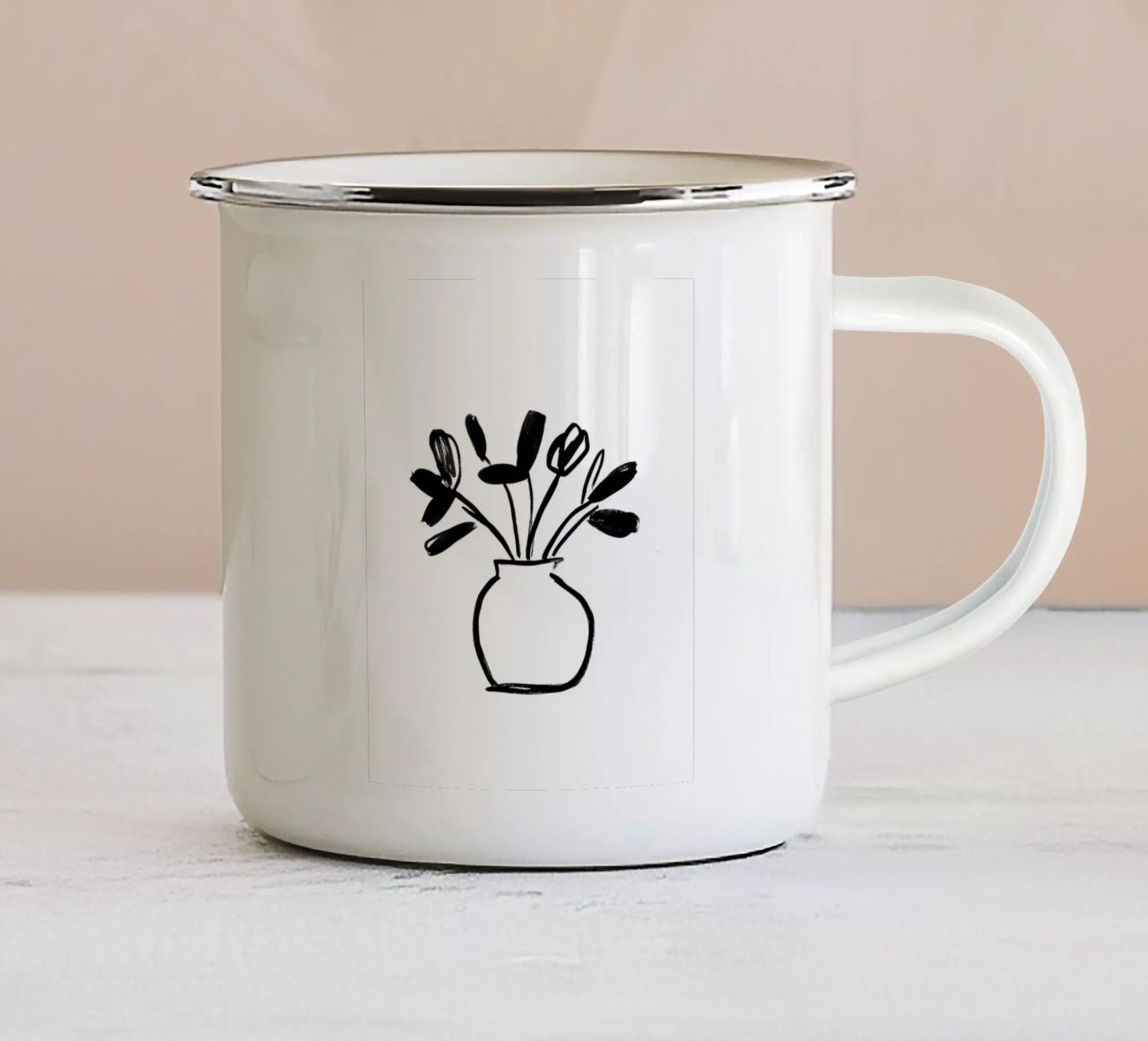 Vaso di fiori dipinto tazza in smalto da Katja Stehle Design