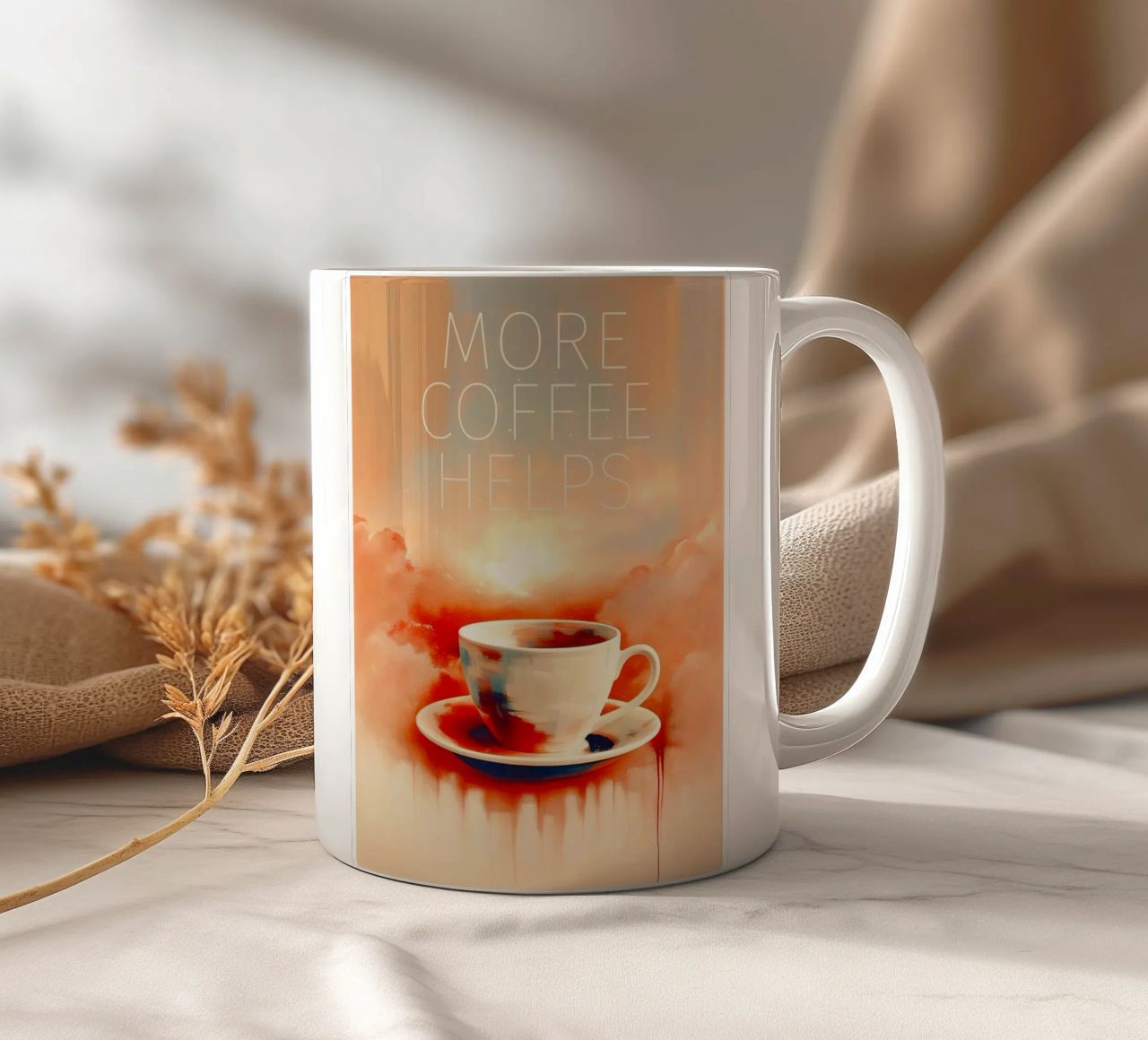 Nebbia mattutina e sogni di caffè tazza in ceramica da Frame & Fame