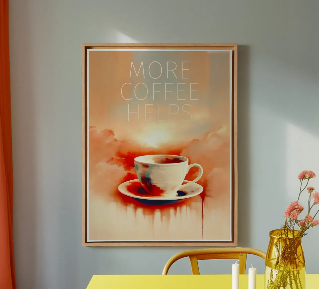 Nebbia mattutina e sogni di caffè tela con Cornice a cassetta da Frame & Fame