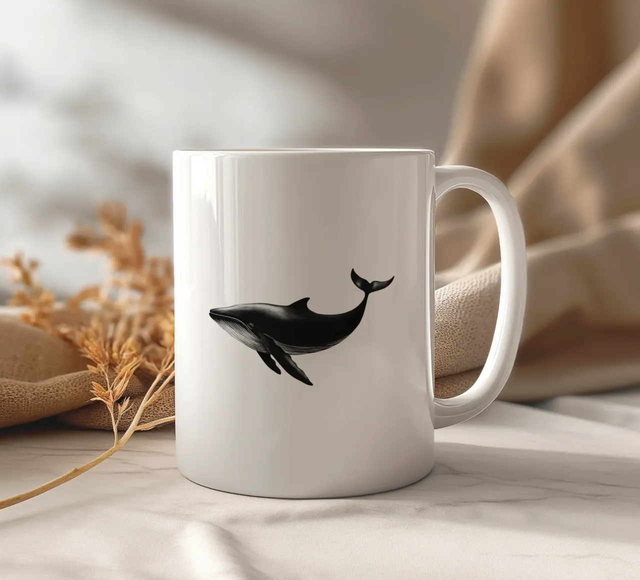 Painted whale ceramic mug by Katja Stehle Design