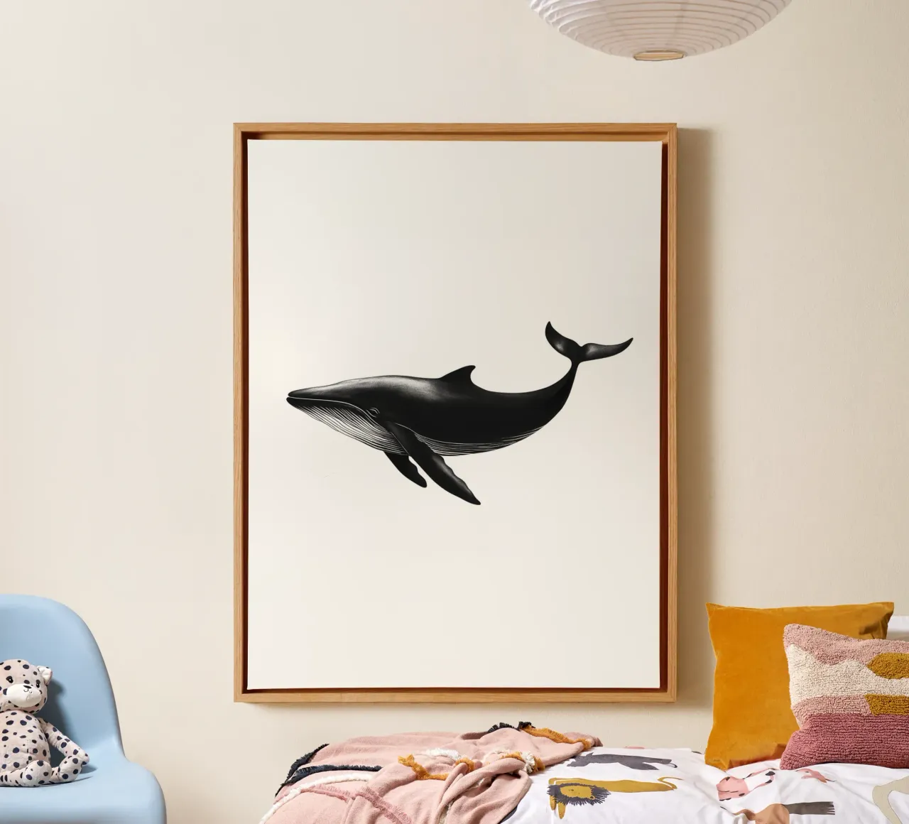 Geverfde walvis canvas met Baklijst van Katja Stehle Design