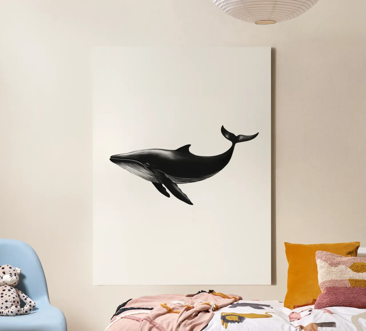 Geverfde walvis canvas met Baklijst van Katja Stehle Design
