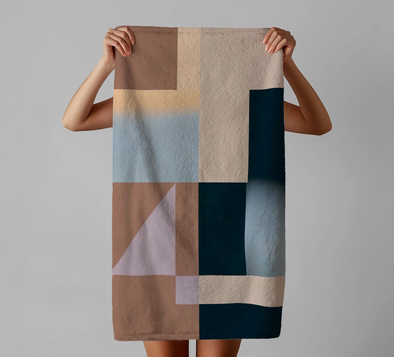 Modern Abstraction Mocha Mousse towel by Gaite