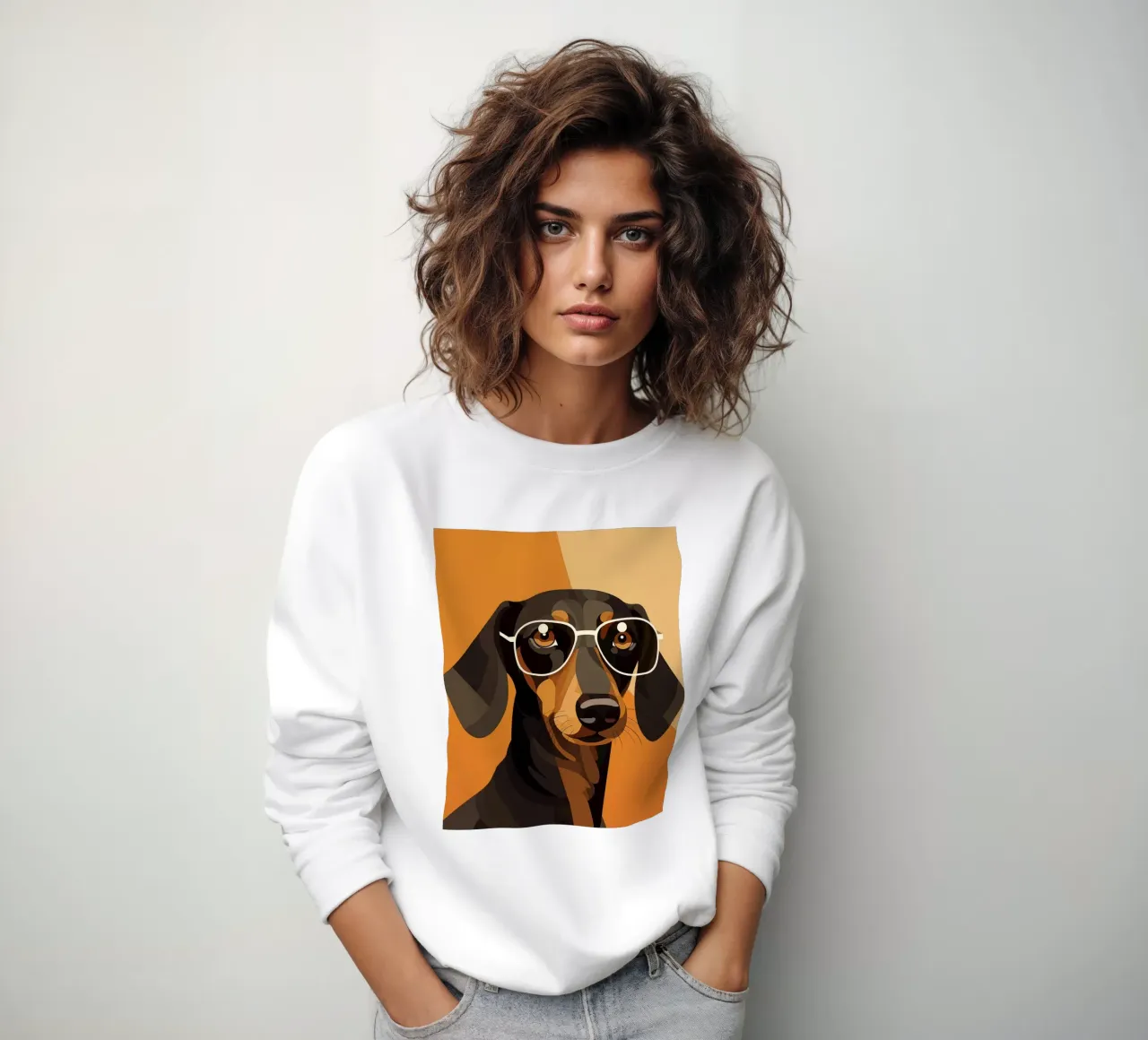 Bassotto con occhiali felpa da Katja Stehle Design