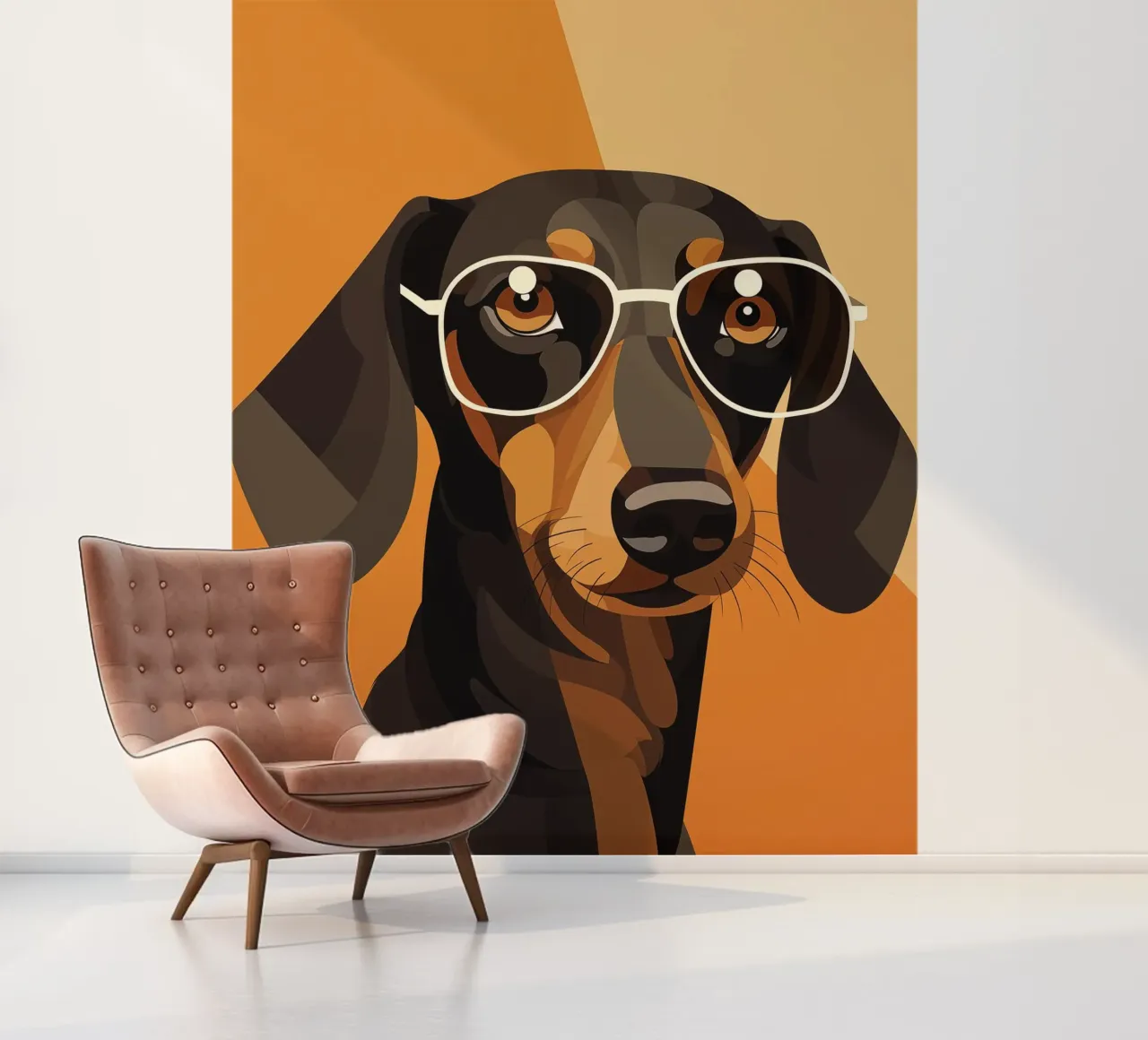 Dachshund with glasses photo wallpaper by Katja Stehle Design