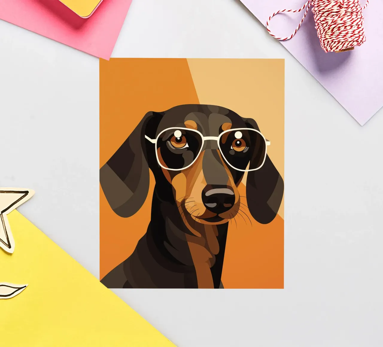 Teckel met bril sticker van Katja Stehle Design
