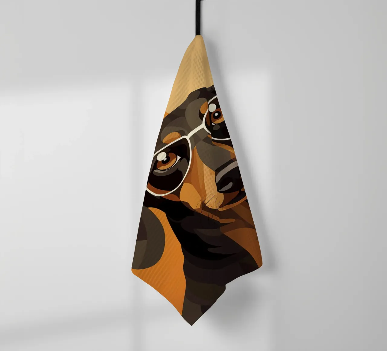 Bassotto con occhiali canovaccio da cucina da Katja Stehle Design