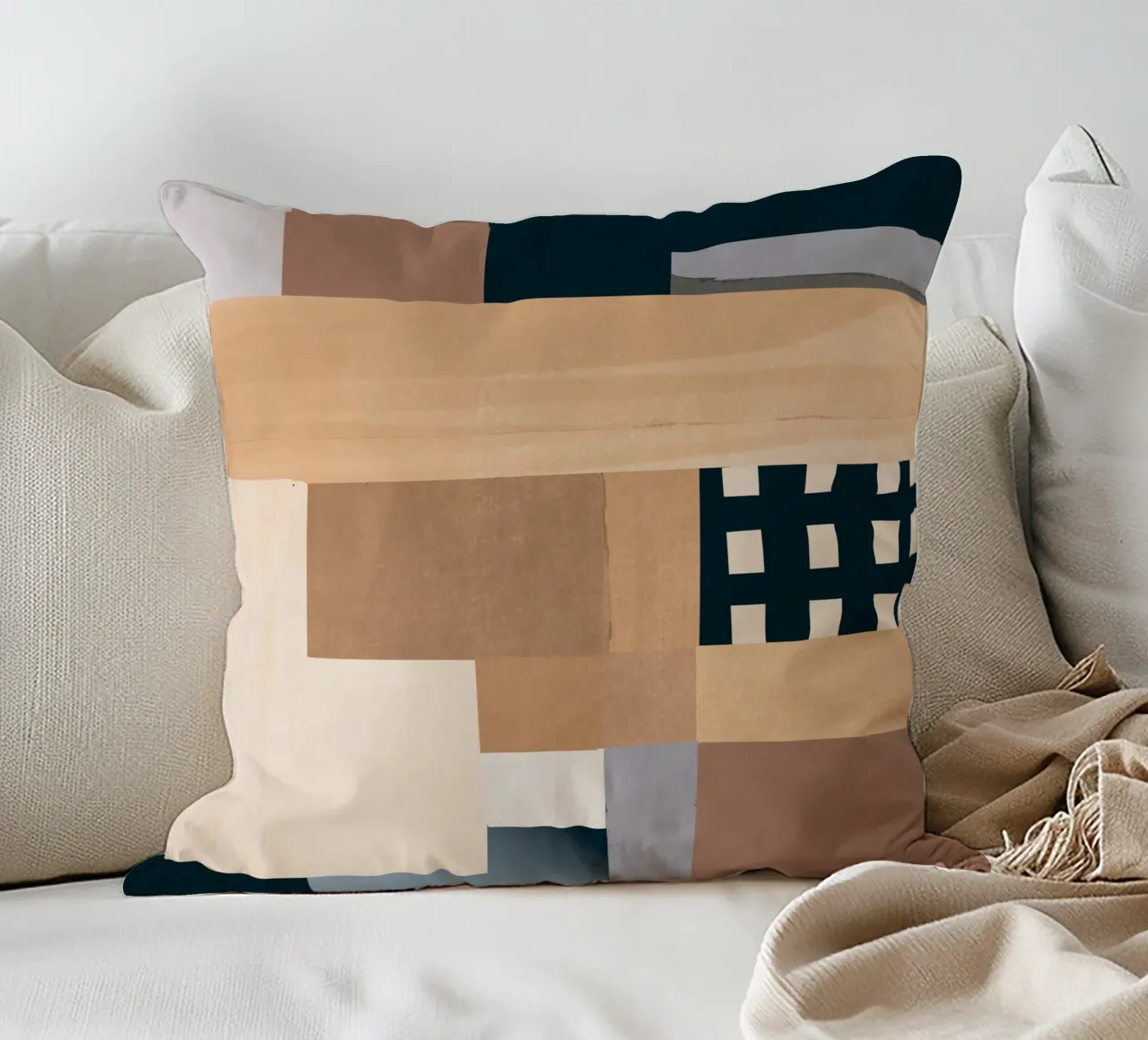 Modern Abstraction Mocha Mousse 3 decorative cushion by Gaite