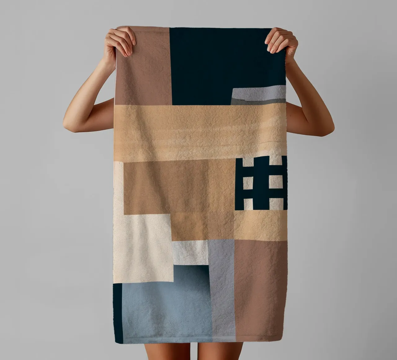 Moderne Abstractie Mokka Mousse 3 badhanddoek van Gaite