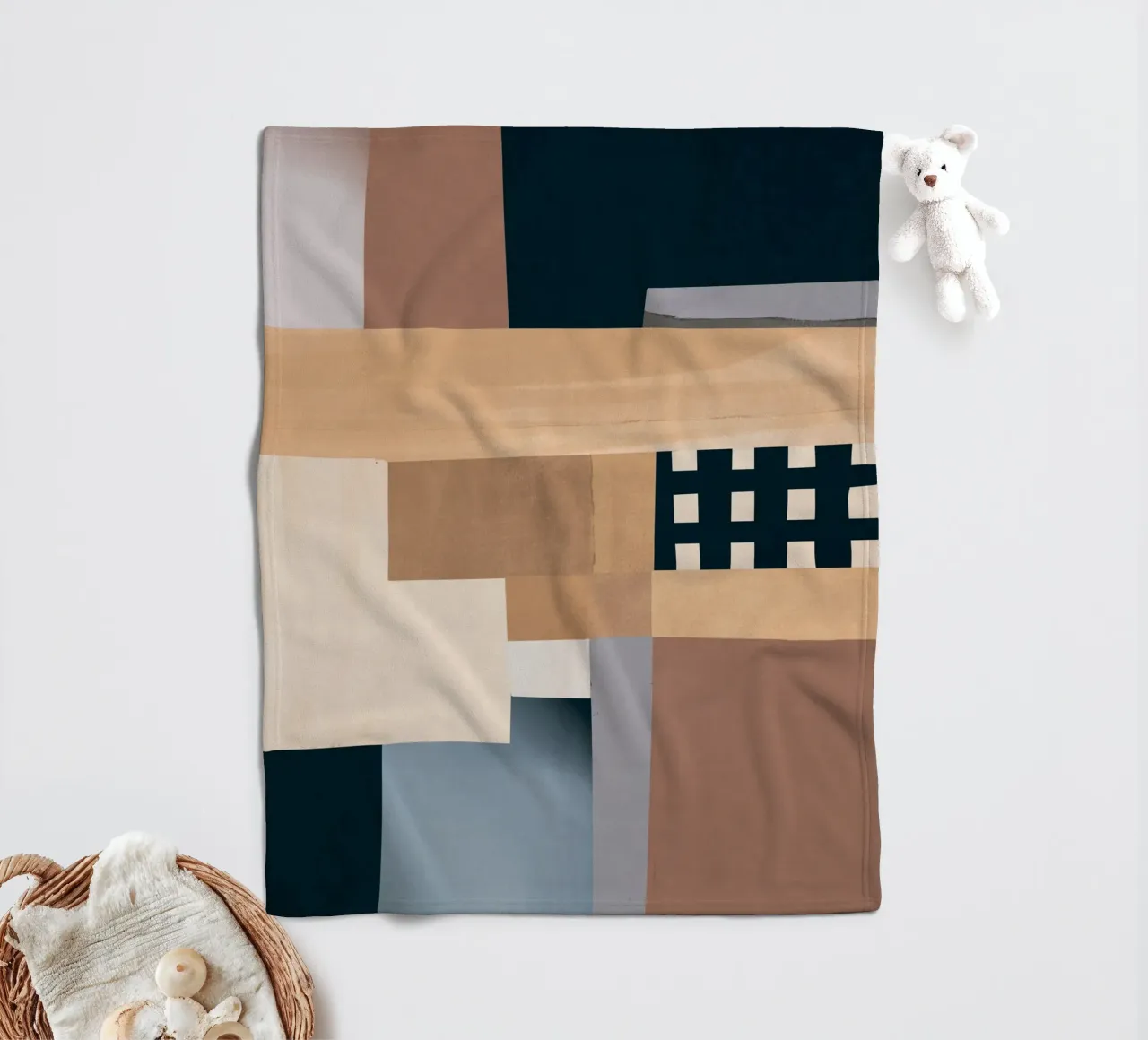 Modern Abstraction Mocha Mousse 3 fleece blanket by Gaite