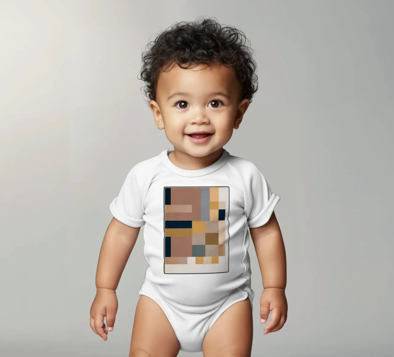Modern Abstraction Mocha Mousse 4 short-sleeve baby romper by Gaite