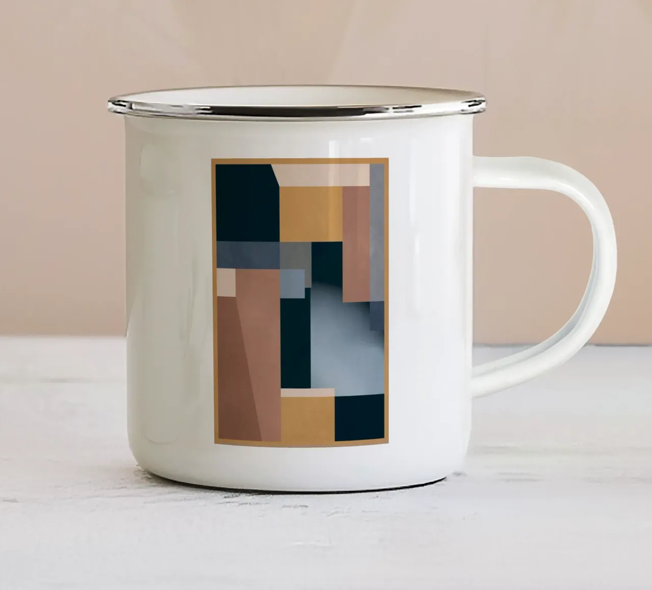 Moderne Abstraktion Mokka Mousse 5 Emaille Tasse von Gaite