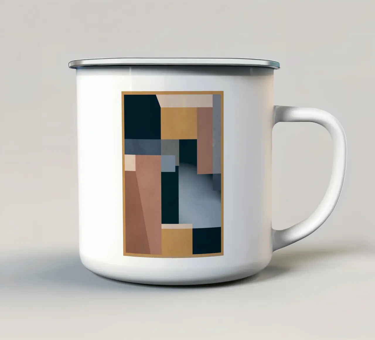 Moderne Abstraktion Mokka Mousse 5 Emaille Tasse von Gaite