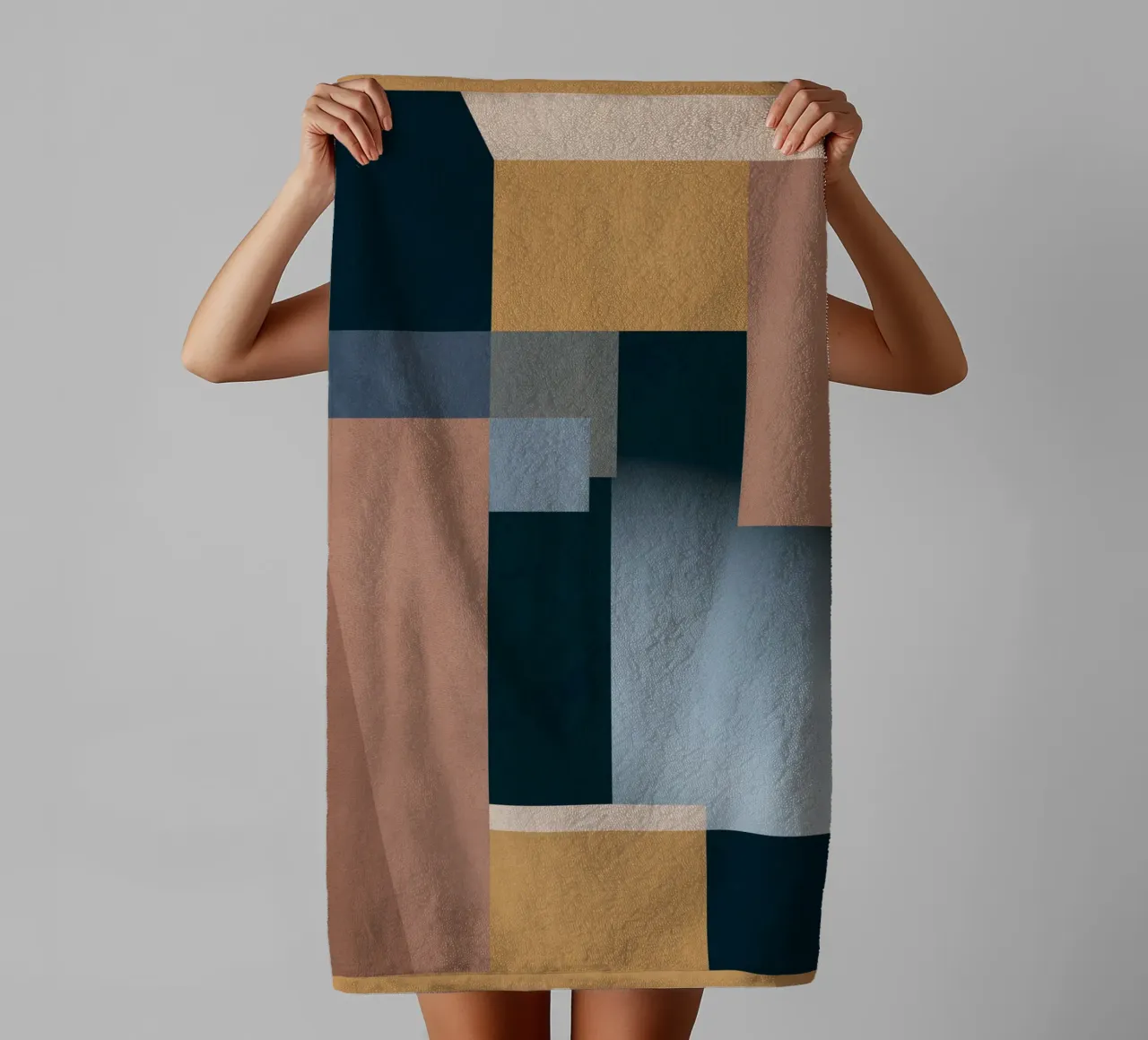 Modern Abstraction Mocha Mousse 5 towel by Gaite