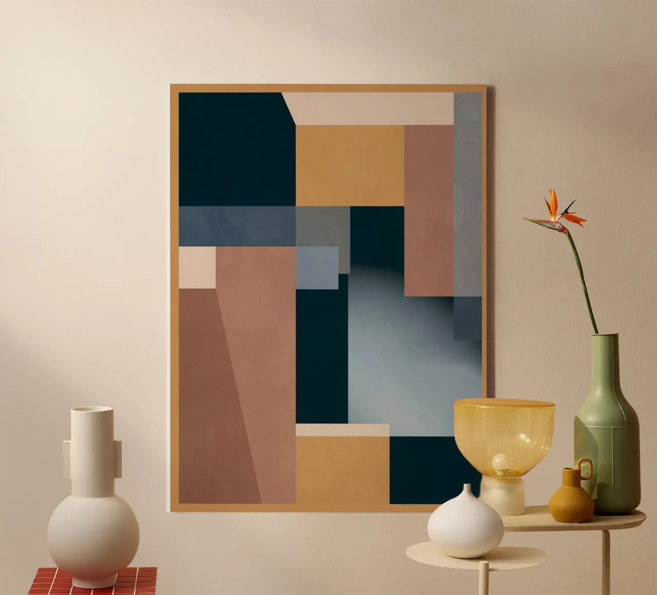 Abstraction moderne Mousse moka 5 toile avec Caisse américaine de Gaite