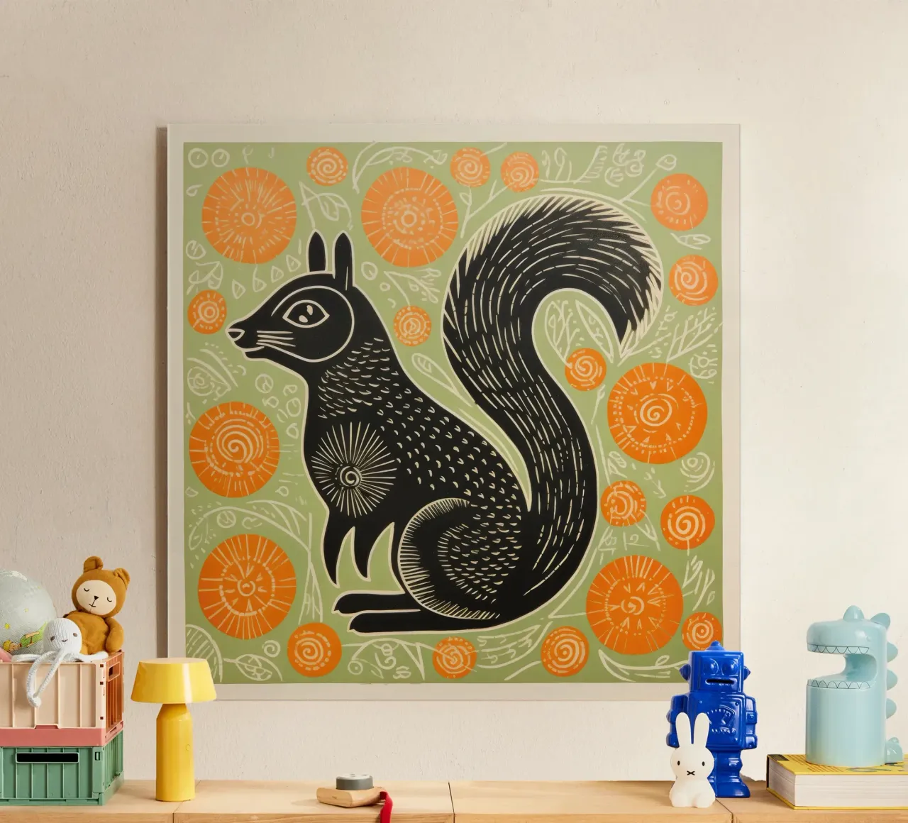 Green Squirrel acrylic glass by Minimal Animal Art