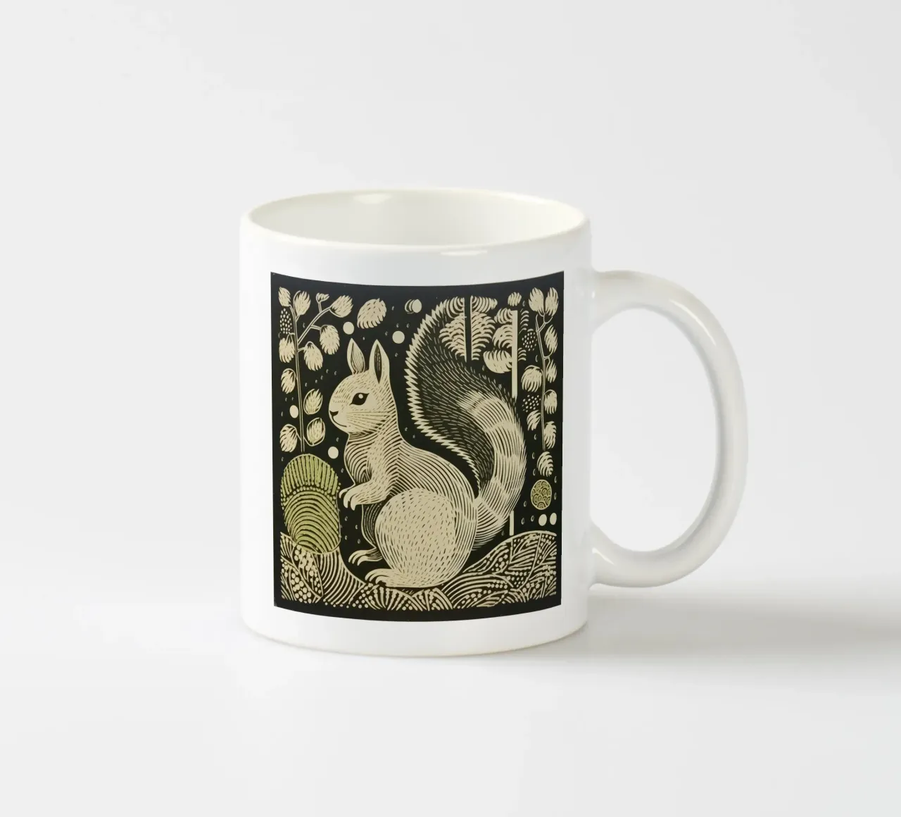 Scoiattolo verde 2 tazza in ceramica da Minimal Animal Art
