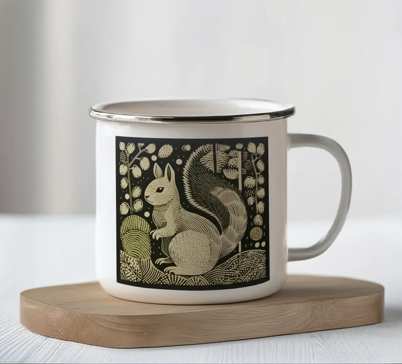 Scoiattolo verde 2 tazza in smalto da Minimal Animal Art