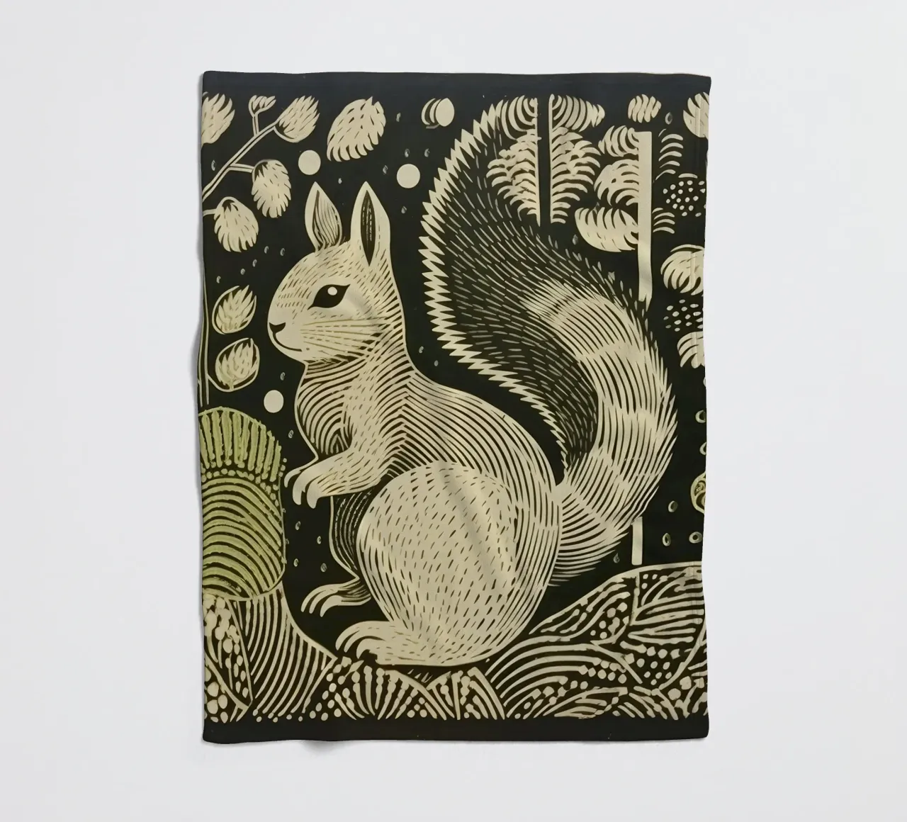 Green Squirrel 2 fleece blanket by Minimal Animal Art