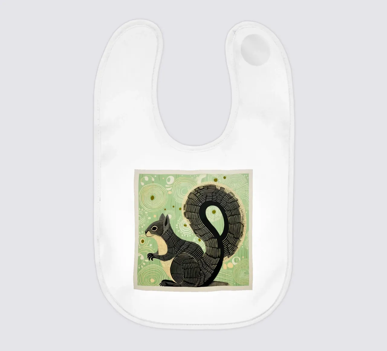 Green Squirrel 3 baby bib by Minimal Animal Art