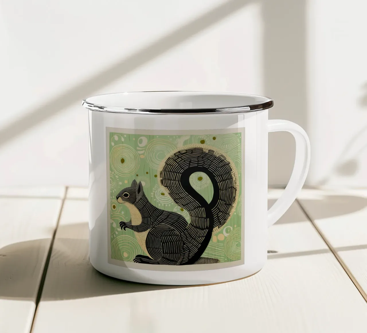 Scoiattolo verde 3 tazza in smalto da Minimal Animal Art