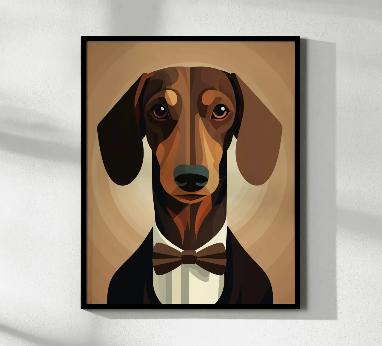 Bassotto in giacca e cravatta poster con telaio in plastica da Katja Stehle Design
