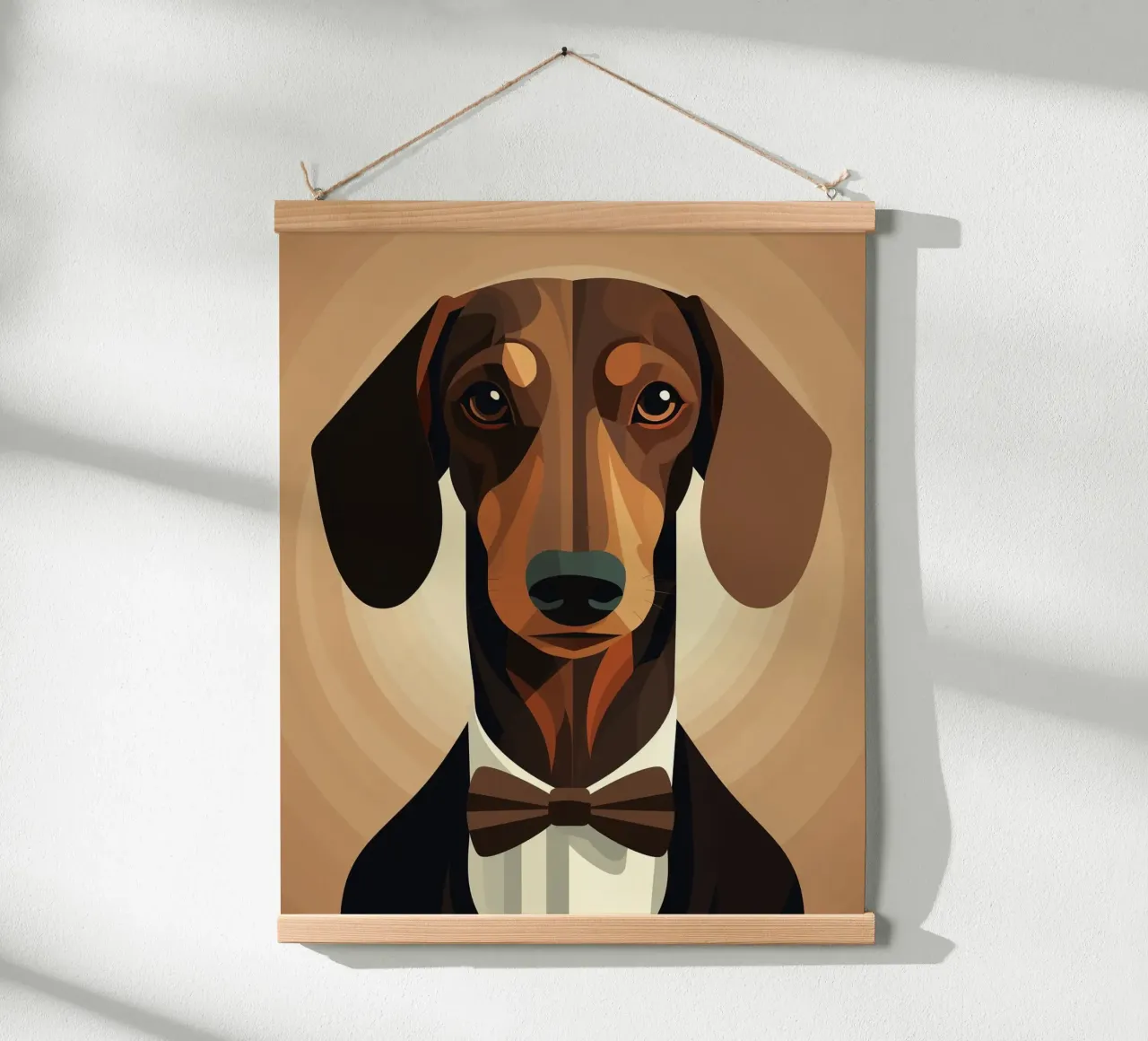 Bassotto in giacca e cravatta poster con telaio in plastica da Katja Stehle Design