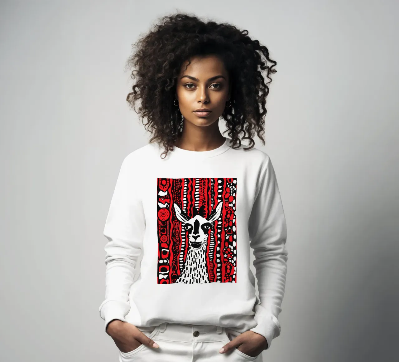 Red Lama sweatshirt van Hey Vincent