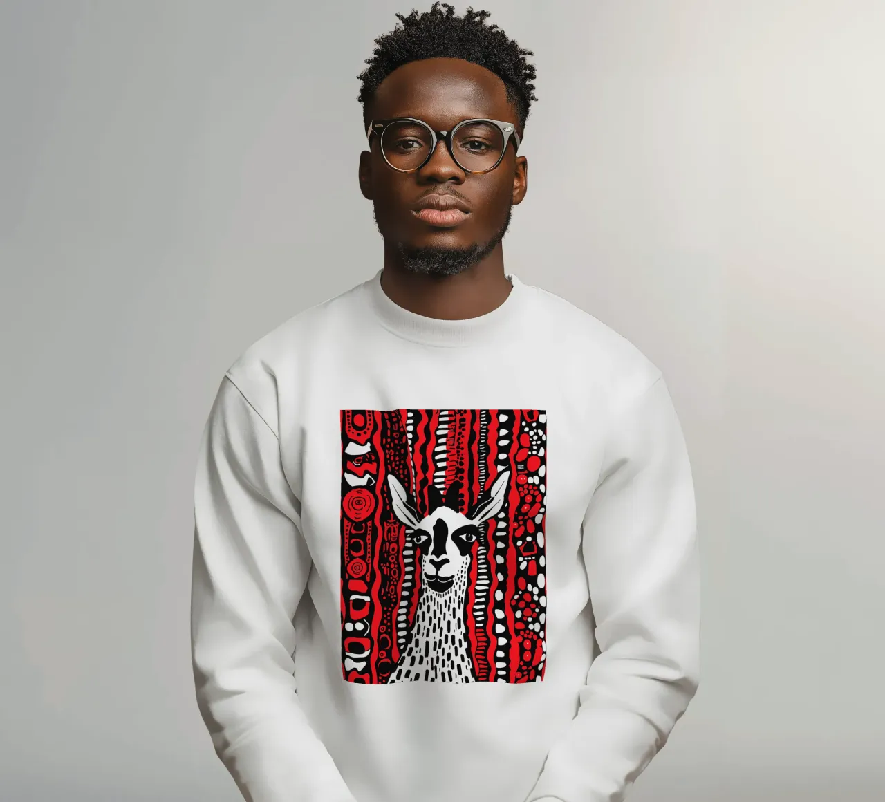 Red Lama sweatshirt van Hey Vincent