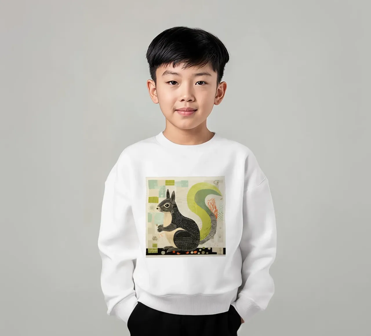 Grünes Eichhörnchen 4 Kinder Sweatshirt von Minimal Animal Art