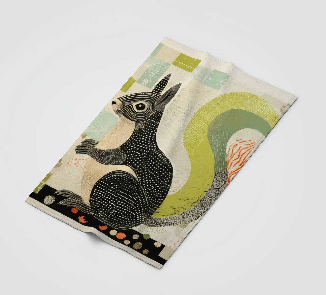Green Squirrel 4 fleece blanket by Minimal Animal Art
