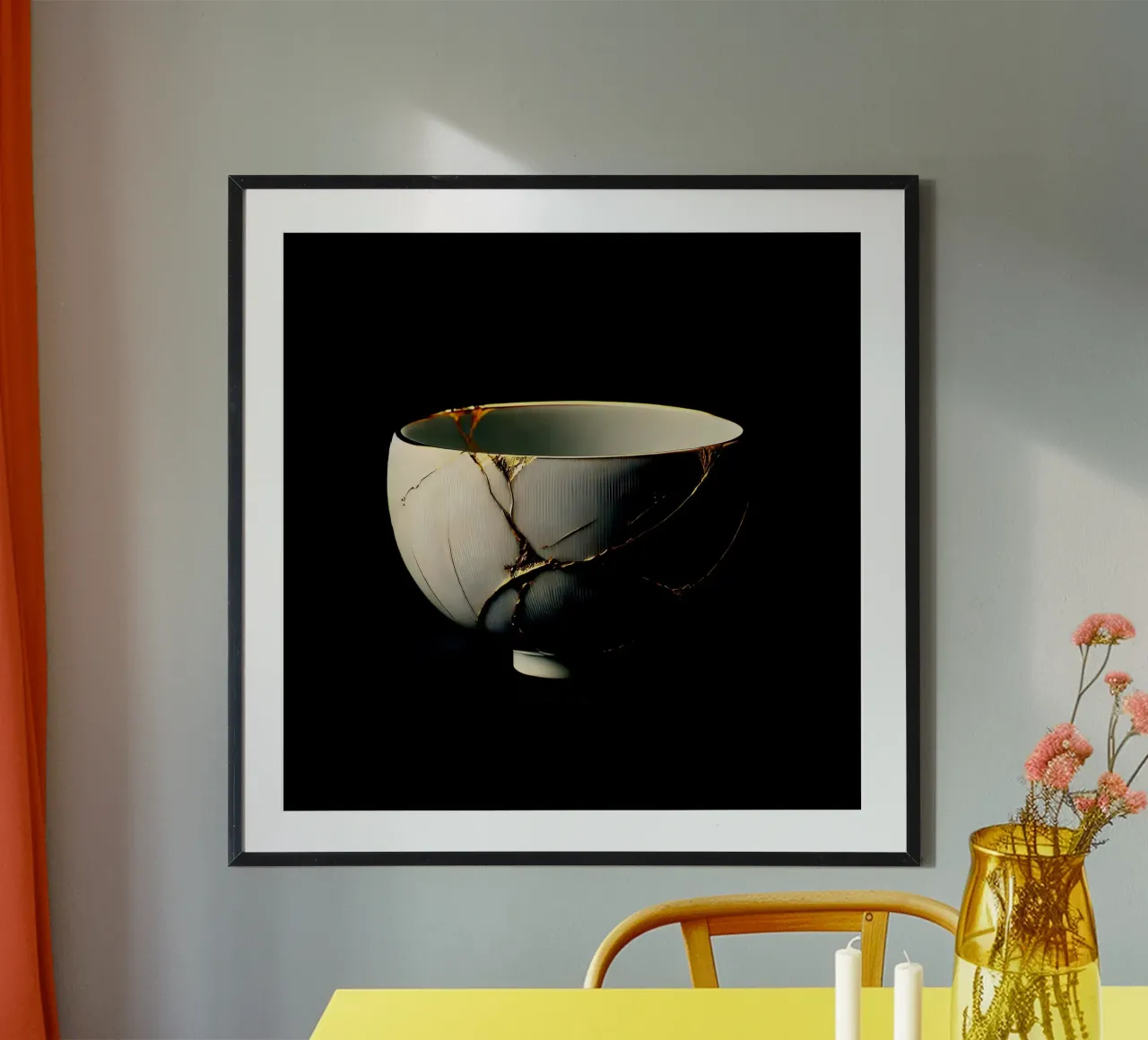 Ciotola Kintsugi - la bellezza dell'imperfezione poster con telaio in plastica da scHio