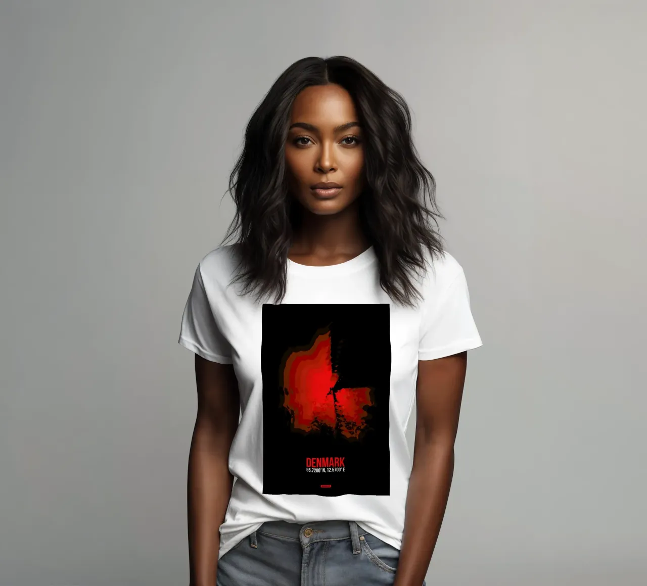 Denmark Radiant Map women's fitted t-shirt by Naxart