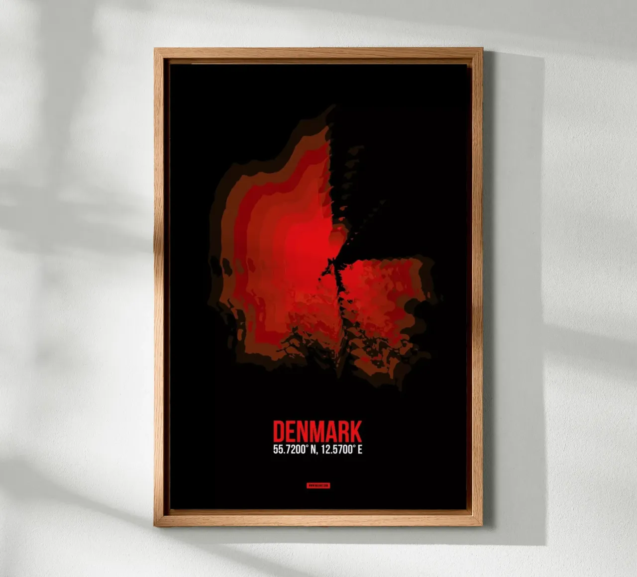 Denmark Radiant Map tela con Cornice a cassetta da Naxart