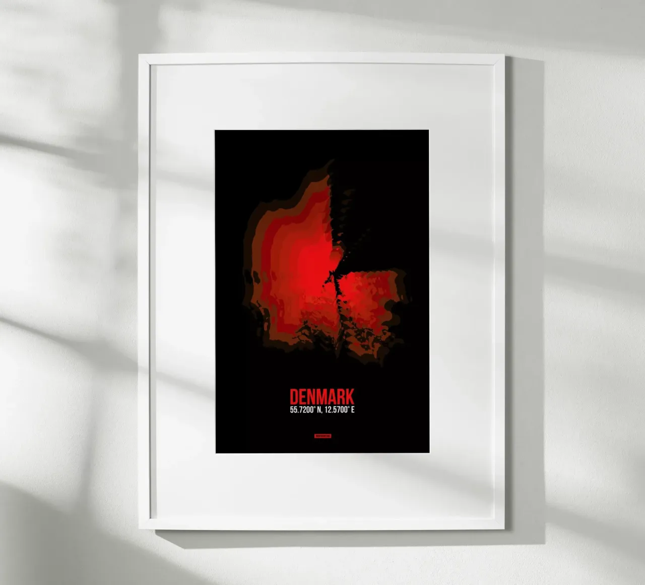 Denmark Radiant Map poster con telaio in alluminio da Naxart