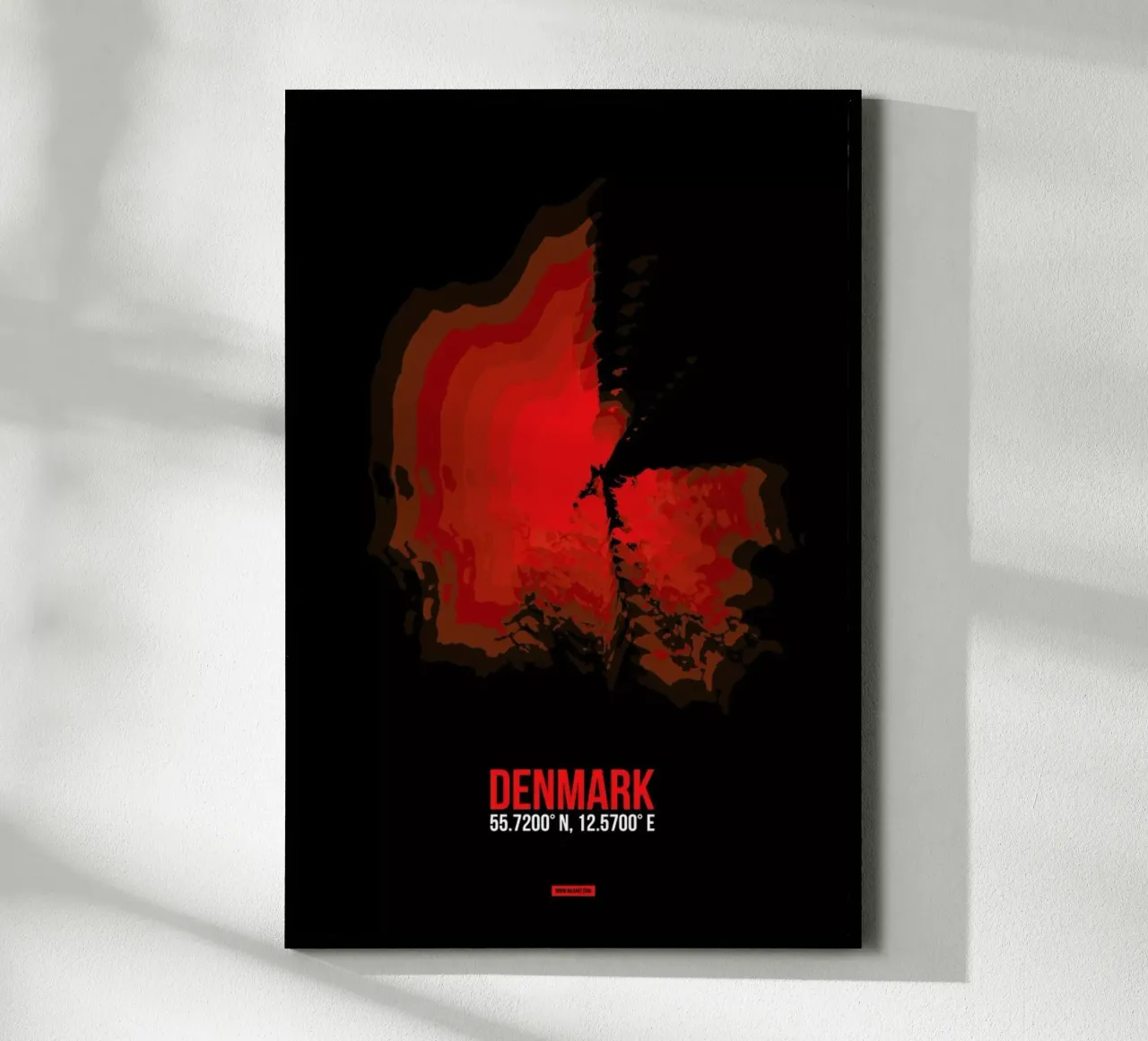 Denmark Radiant Map poster con telaio in alluminio da Naxart