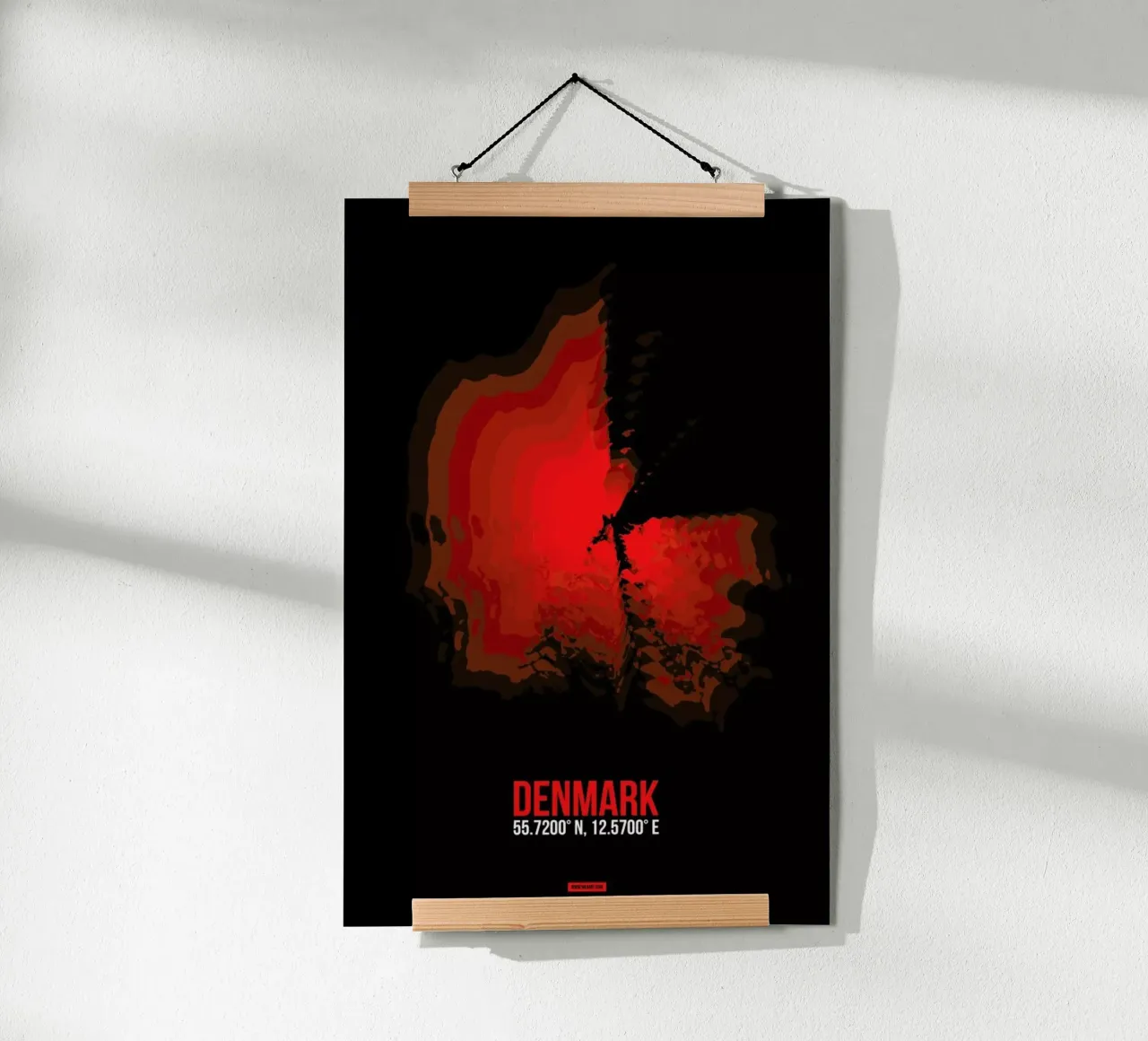 Denmark Radiant Map poster con telaio in alluminio da Naxart