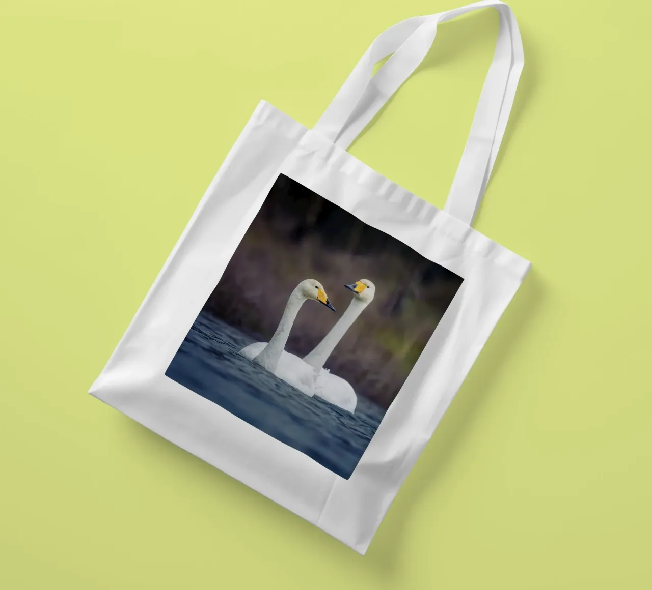 Whooper swans tote bag by Tom's Wildlife