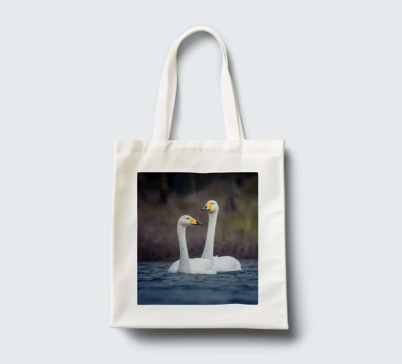 Whooper swans tote bag by Tom's Wildlife
