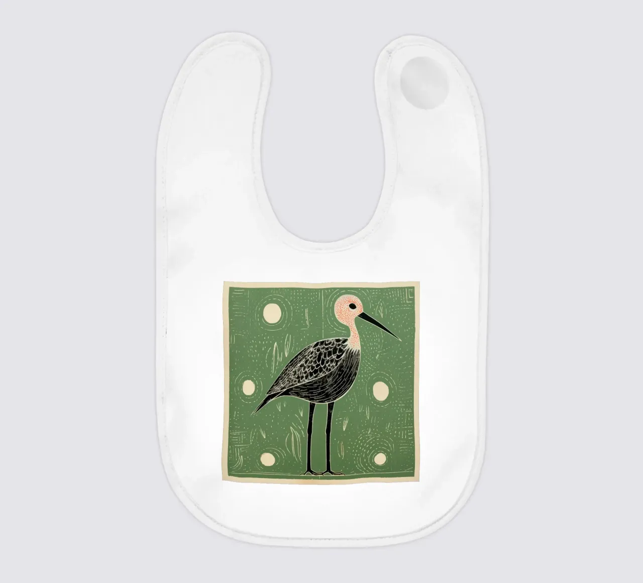 Cicogna verde 2 bavaglino da Minimal Animal Art