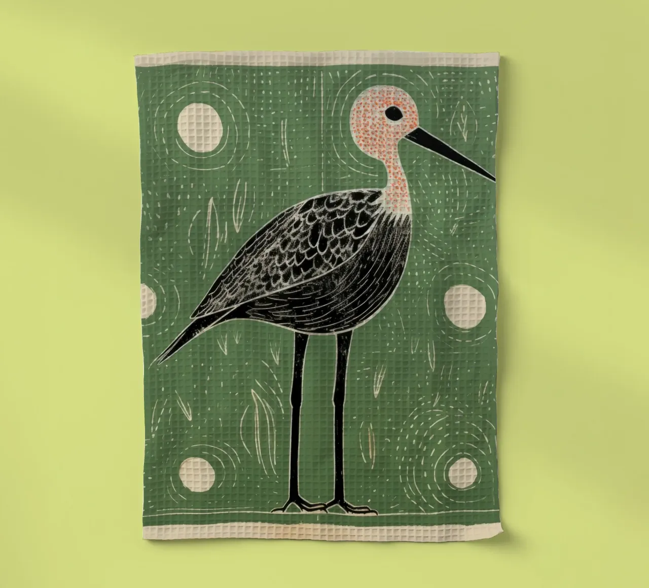 Cicogna verde 2 canovaccio da cucina da Minimal Animal Art