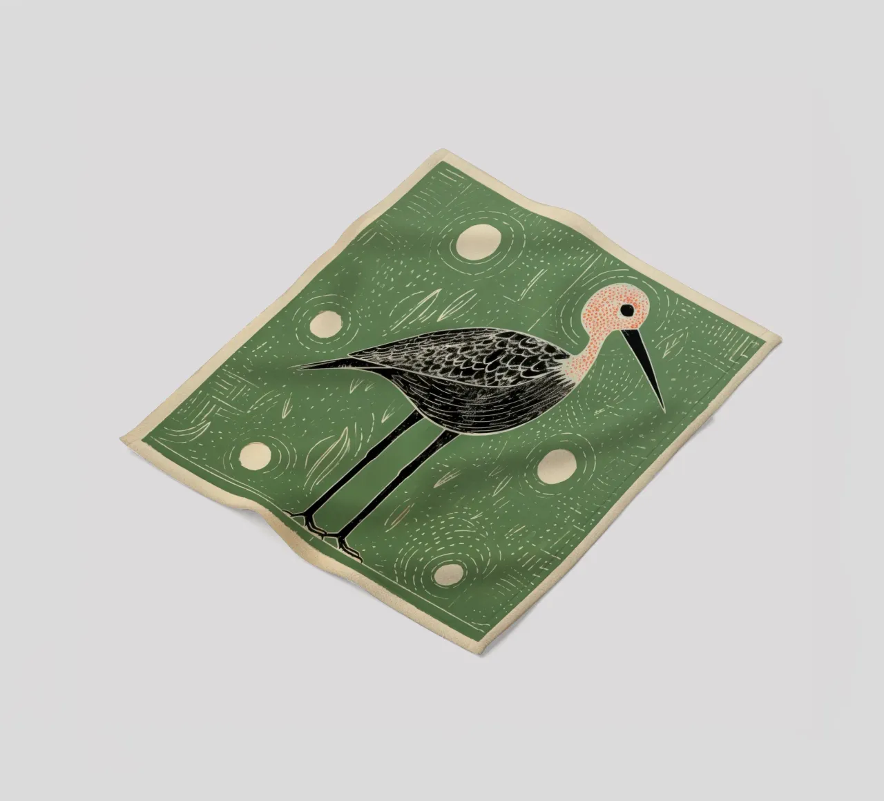 Cicogna verde 2 coperta in pile da Minimal Animal Art