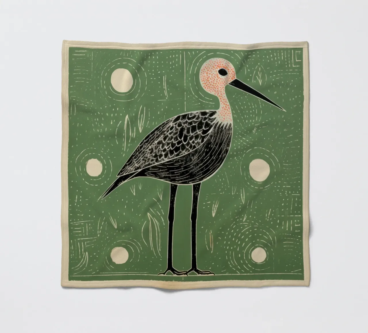 Cicogna verde 2 coperta in pile da Minimal Animal Art