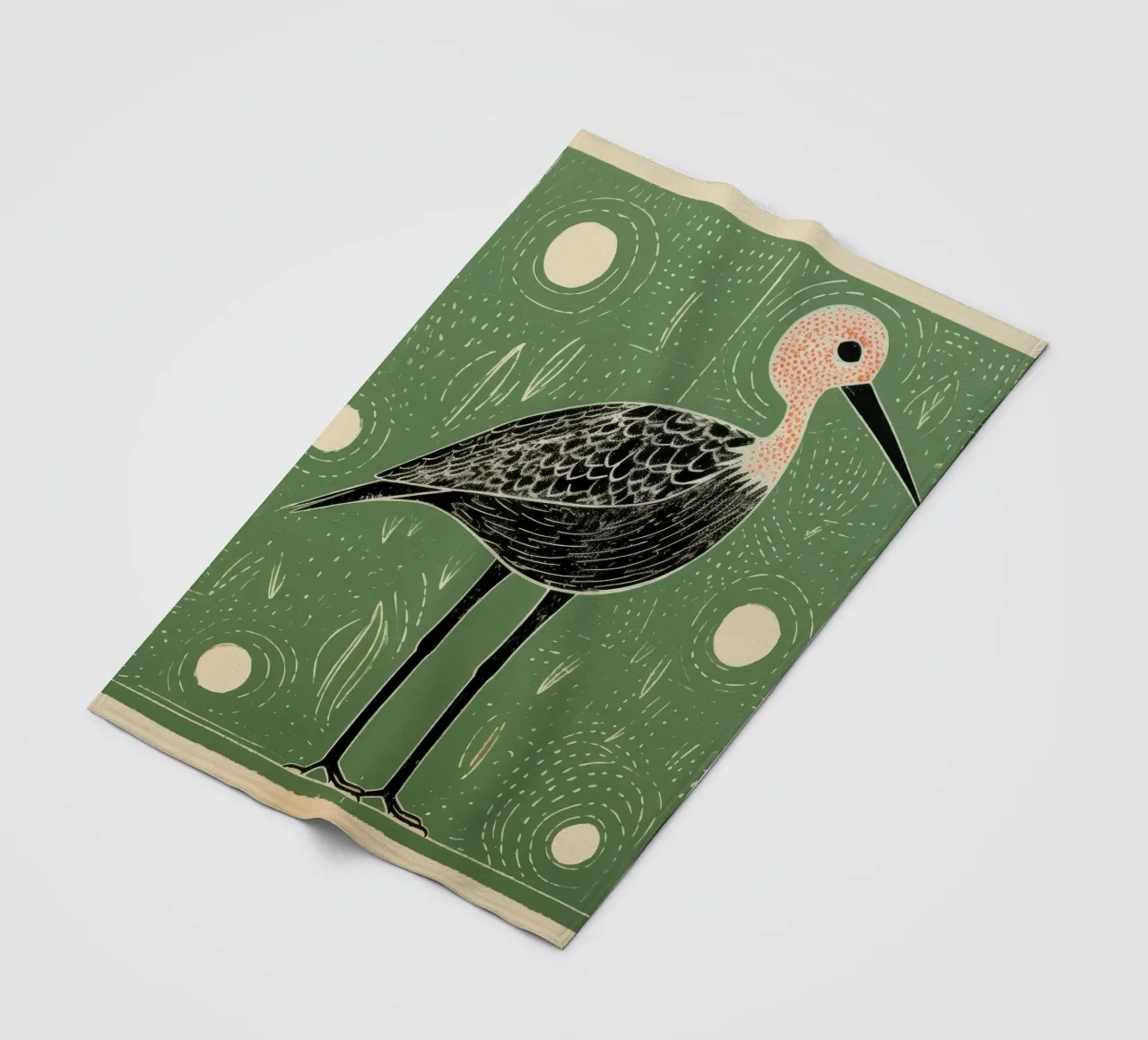 Cicogna verde 2 coperta in pile da Minimal Animal Art